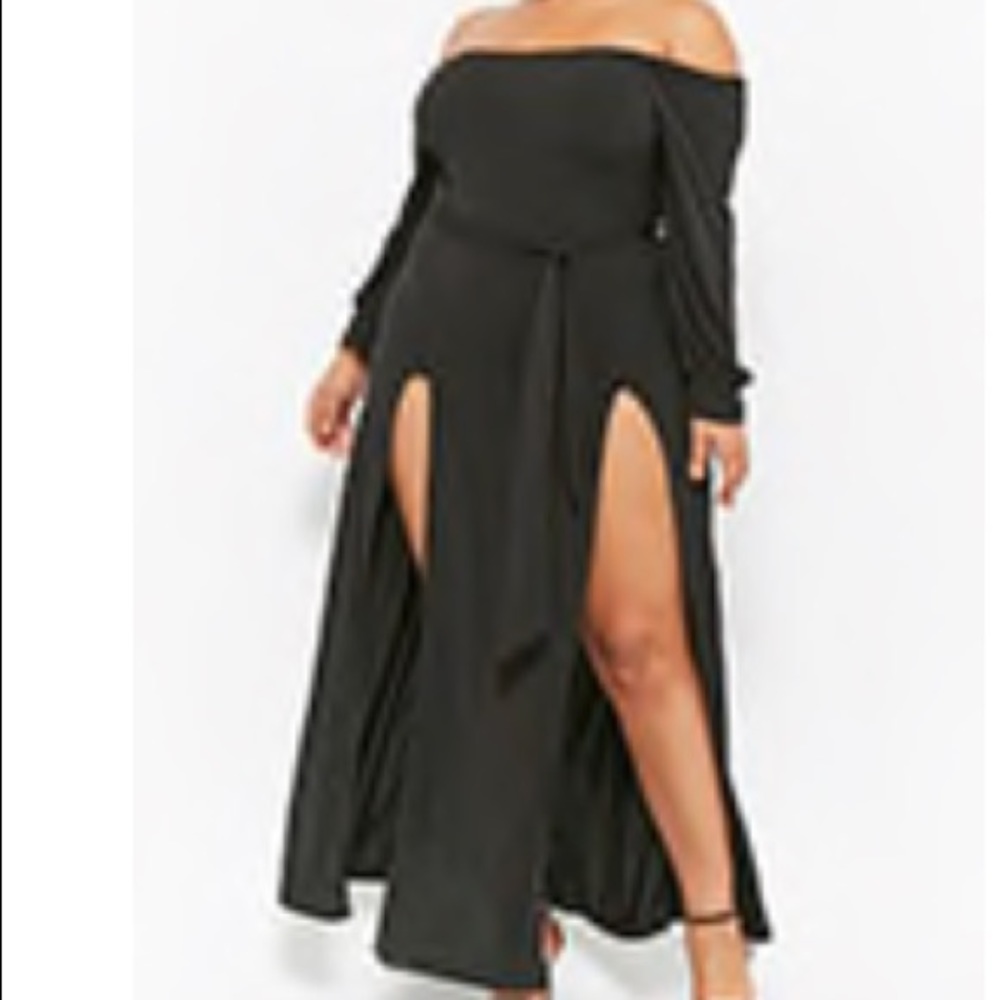 Black dress double split